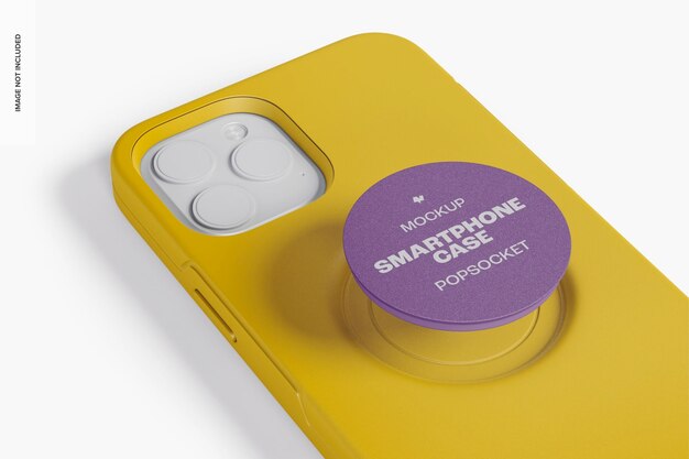 Popsocket with smartphone case mockup, close up