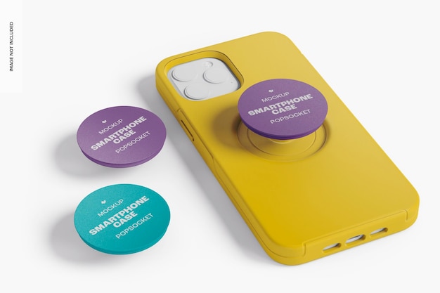 PSD popsockets with smartphone case mockup