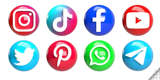 Populaire social media iconen logo collectie 3d render