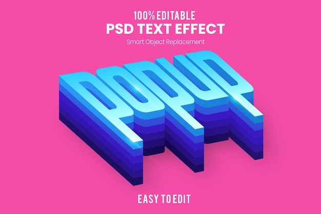 PSD popup 3d text effect template