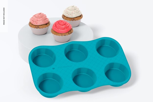 PSD porcelain muffin pan mockup