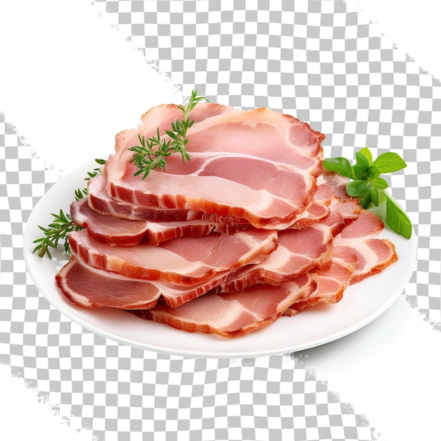PSD 투명한 배경에 고립 된 돼지고기 햄 조각