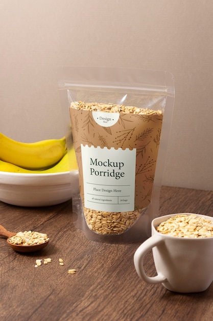 PSD porridge packaging mockup design