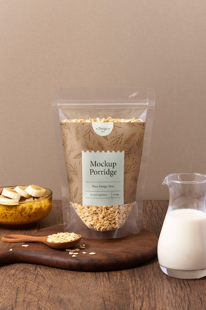 PSD porridge packaging mockup design