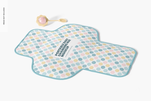 PSD portable baby changing mat mockup, side view