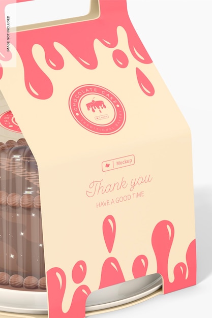 Portable cake packaging mockup, close up