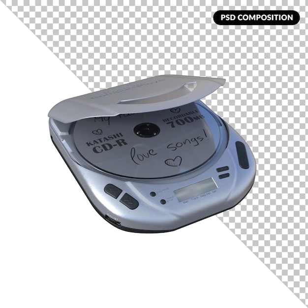 PSD portable dvd player isolated 3d