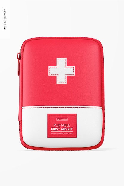 PSD mockup di kit di pronto soccorso portatile, vista frontale