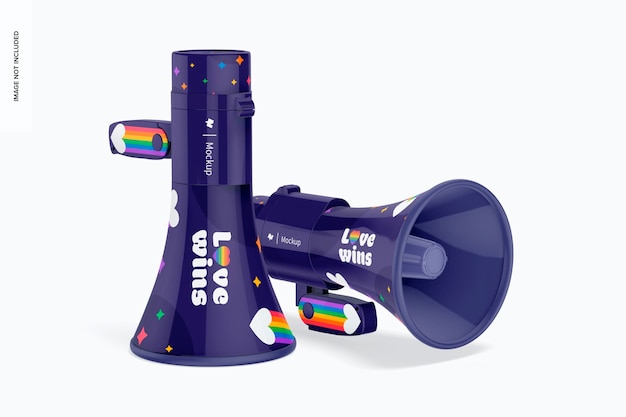 PSD portable megaphones mockup