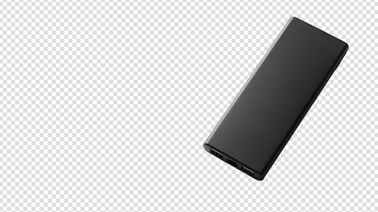 PSD portable power bank sleek black design dual usb ports fast charging