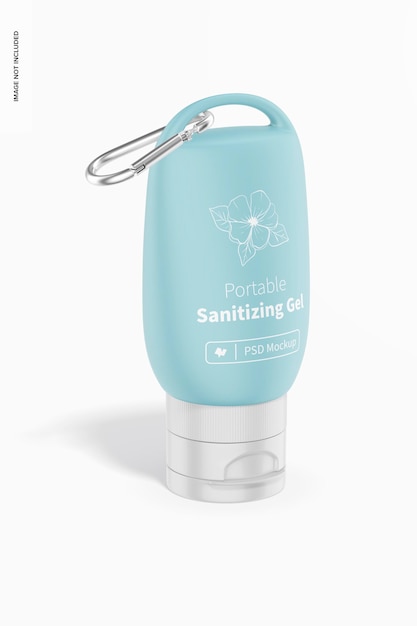 Portable Sanitizing Gel with Keychain Mockup, Perspective View