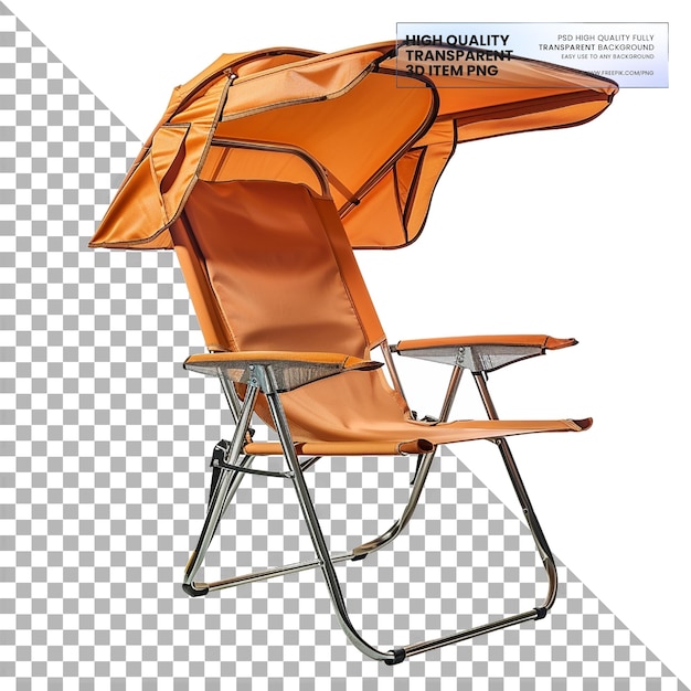 Portable Travel Beach Chair with Canopy Folding Beach Chair on Transparent Background