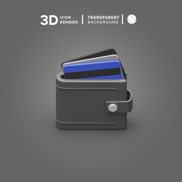 PSD portfel ilustracja 3d renderowanie ikony 3d kolorowy odizolowany