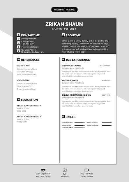 portfolio or cv template