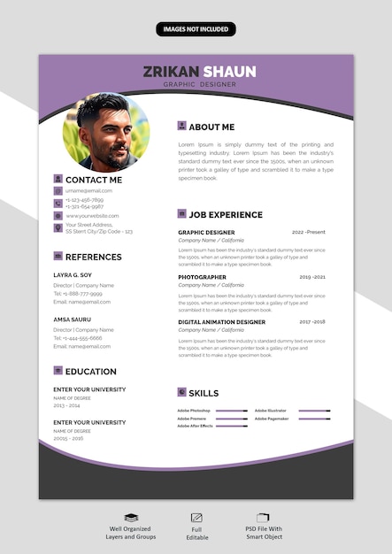 PSD portfolio lub szablon cv