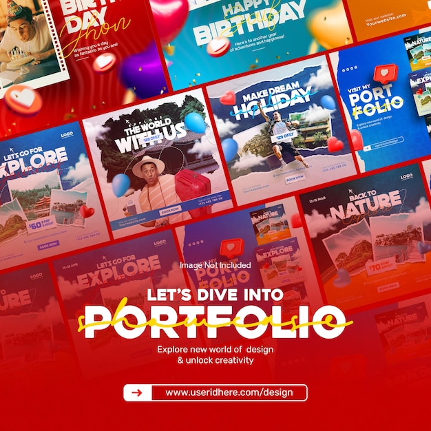 Portfolio showcase socila media template with photo frame