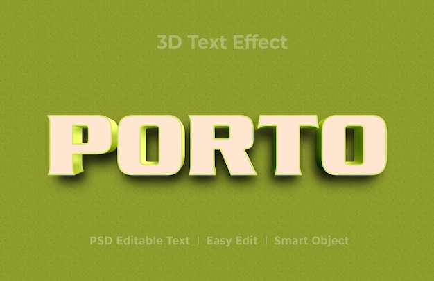 Porto 3d-tekststijleffectmodelsjabloon premium