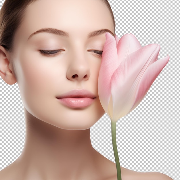 Portrait of adorable young woman and flower spa beauty