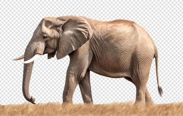 PSD portrait of adult elephant looking forward isolated on transparent background