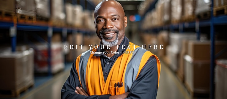 PSD portrait of african american worker