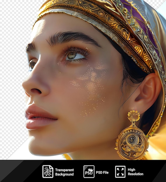 PSD portrait of ani armenian beauty goddess with striking eyes gold jewelry and delicate features