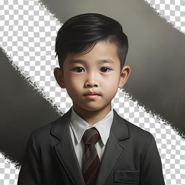 Ritratto di uno scolaretto asiatico su uno sfondo trasparente