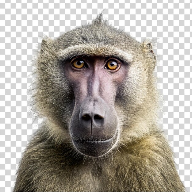 Portrait of baboon isolated on transparent background