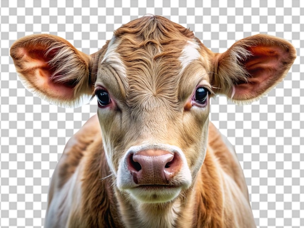 Portrait baby cow trancparent backgournd