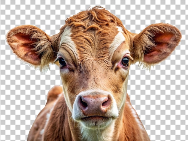 Portrait baby cow trancparent backgournd