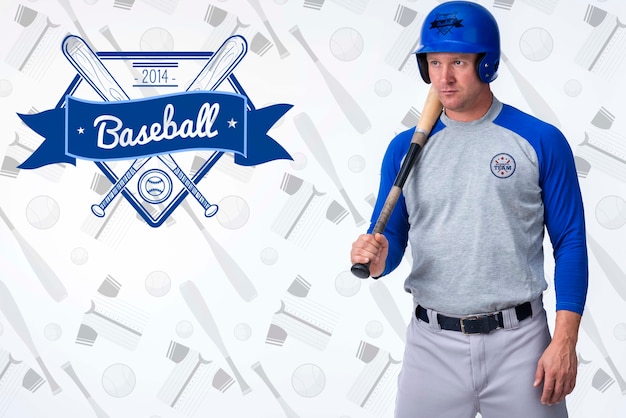 portrait of baseball player with helmet