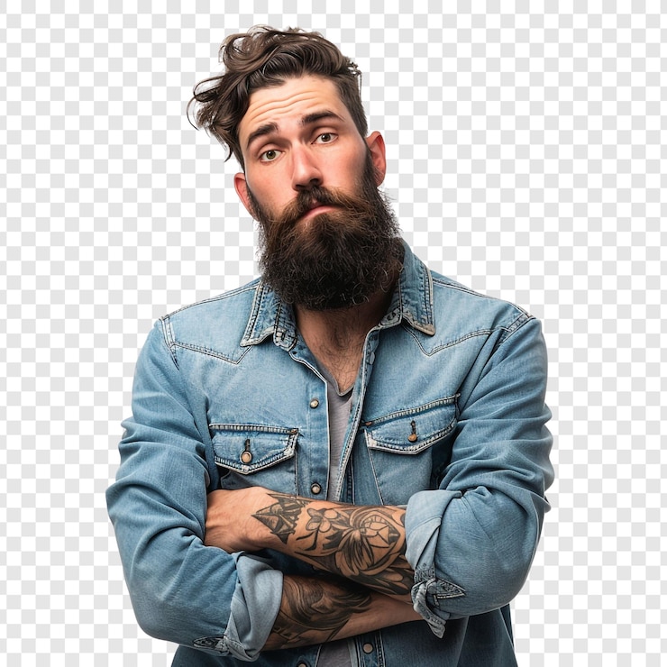 PSD portrait of a bearded man with arms crossed