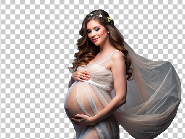 Portrait of beautiful pregnant woman transparent background