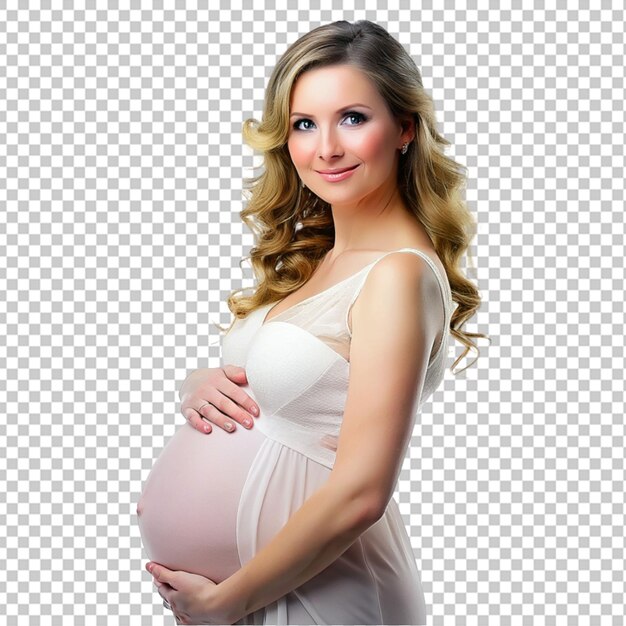 Portrait of beautiful pregnant woman transparent background