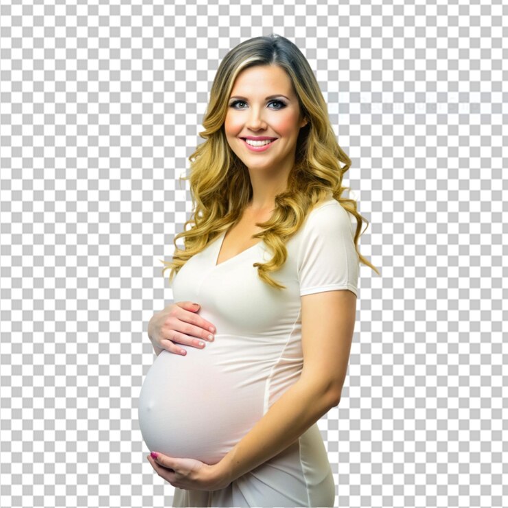 PSD portrait of beautiful pregnant woman on transparent background