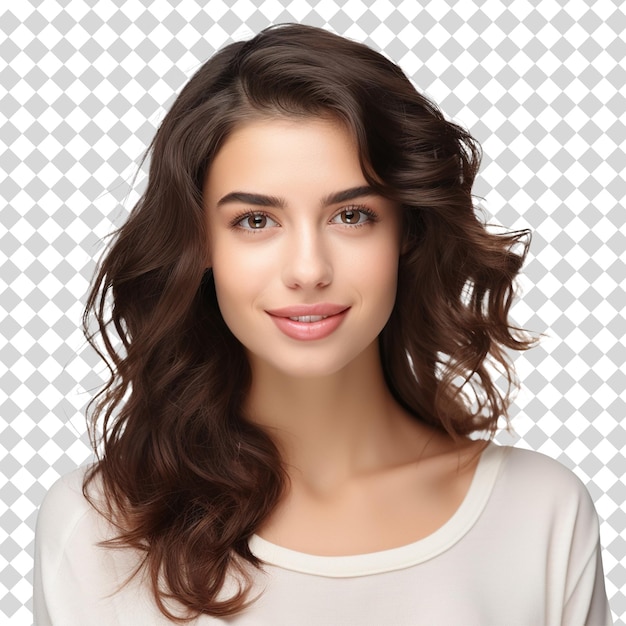 PSD portrait of a beautiful woman isolated on transparent background psd file format