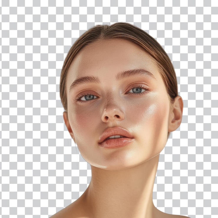 PSD portrait of a beautiful woman model for fashion and advertising use on transparent background