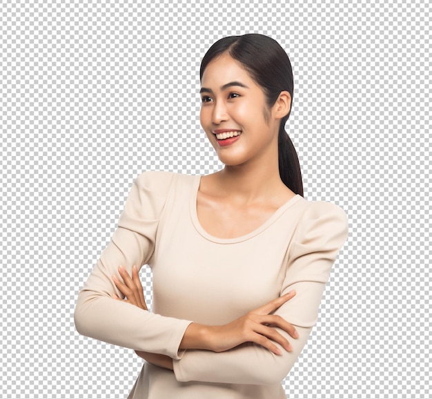 Portrait of beautiful young asian woman psd file