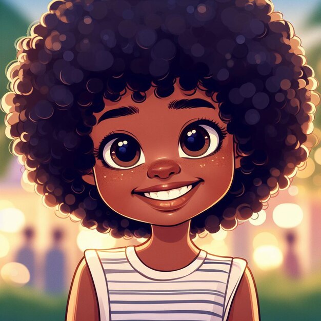 Portrait of a beautiful young black female smiling laughing face with an trendy afro look teeth