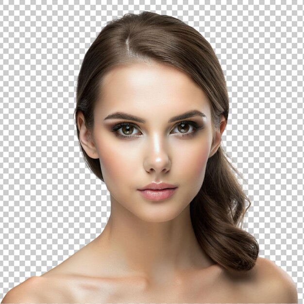 Portrait of beautiful young brunette woman transparent background