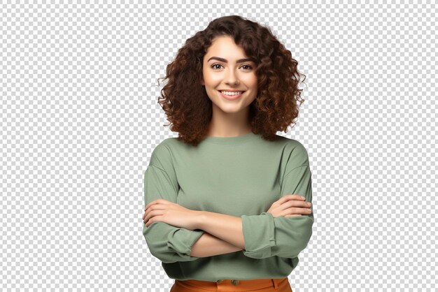 Portrait of a beautiful young woman smiling isolated on a transparent background