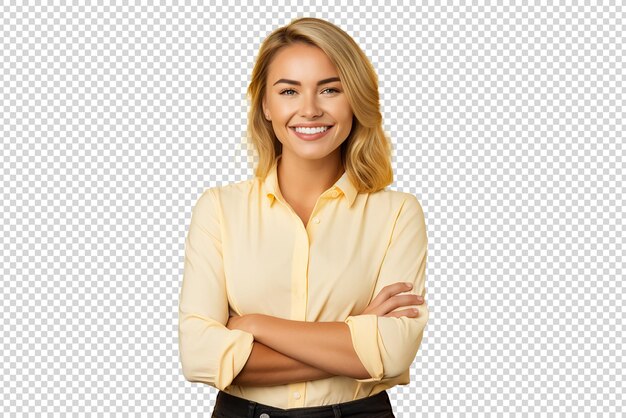 Portrait of a beautiful young woman smiling on isolated on a transparent background