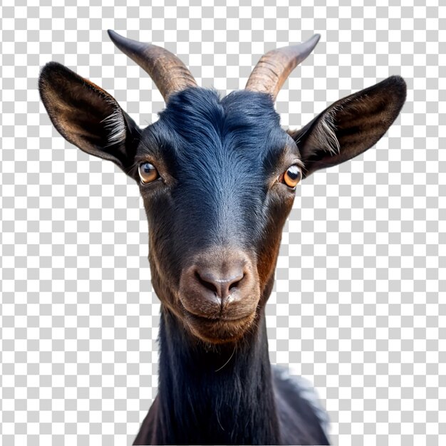 PSD portrait of a black goat isolated on transparent background