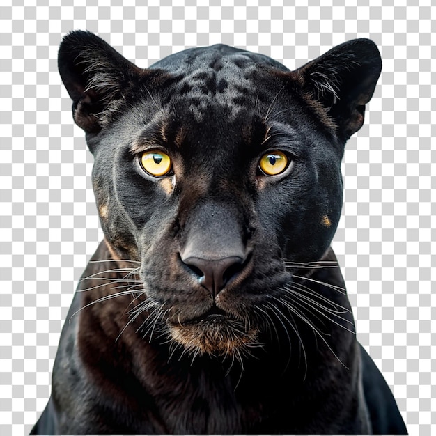 PSD portrait of black jaguar isolated on transparent background