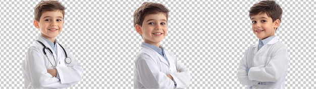 portrait boy kid dressed like a doctor