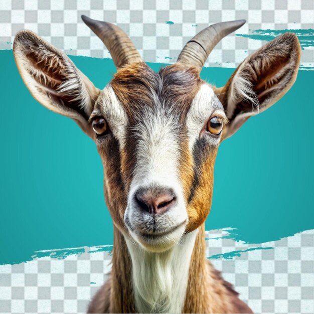 PSD portrait of a brown goat isolated on transparent background