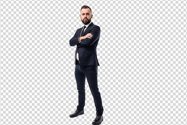 PSD portrait of businessman arm crossed on white isolated background