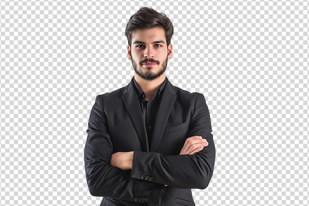 portrait of businessman arm crossed on white isolated background