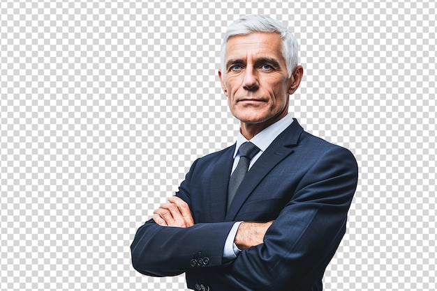 PSD portrait of businessman arm crossed on white isolated background