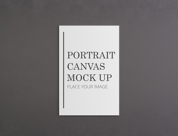 Portrait Canvas Frame Mock Up On The Dark Wall