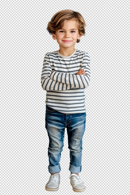 PSD portrait of cheerful boy showing thumbs up gesture isolated over white